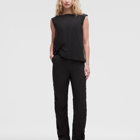 Cotton-Blend Twist-Front Tank Top In Black - Picture 3 of 4